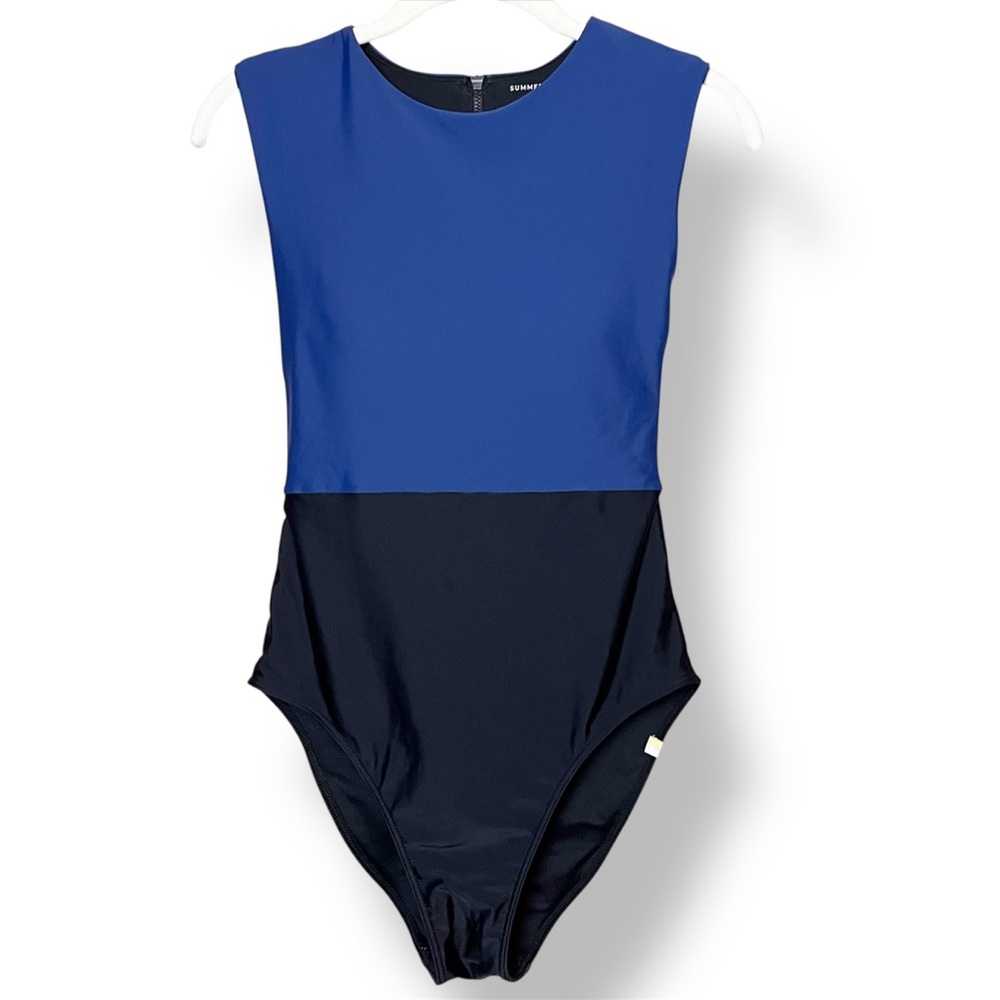 summersalt Two-Tone Blue & Navy One-Piece Swimsuit